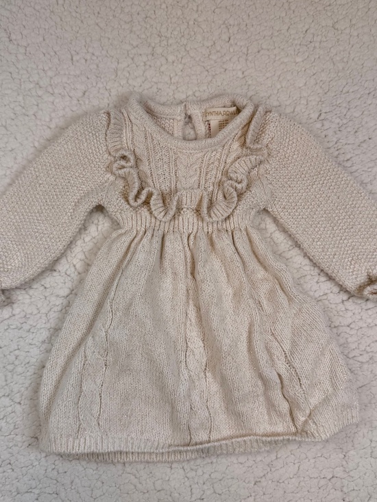 Cynthia Rowley Other - Cynthia Rowley Baby Girls Ivory Cable Knit Ruffle Sweater Dress 0-3M